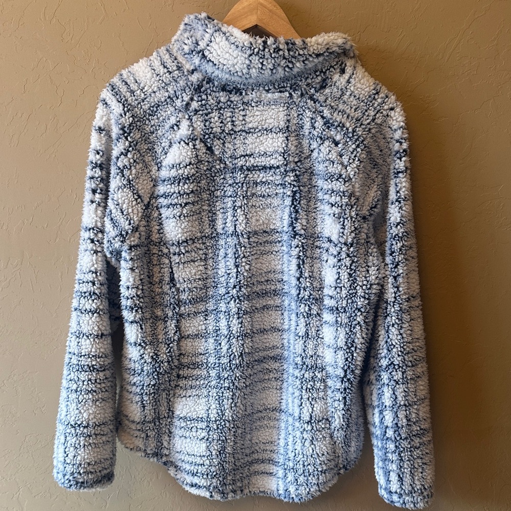 Cozy Blue and White Women's Sweater - Picture 3 of 5